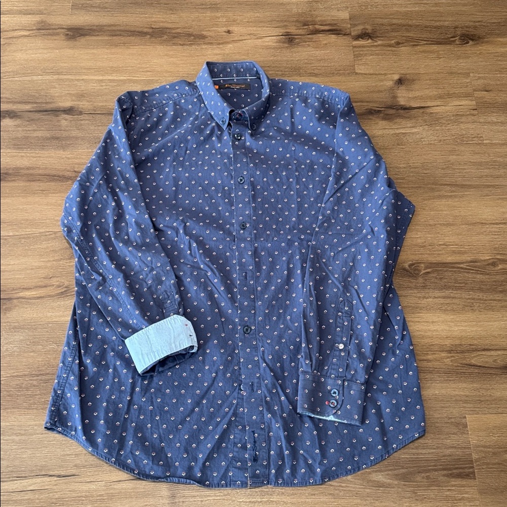 Ben Sherman Men's Long Sleeve Button Down Blue Shirt. Size XL